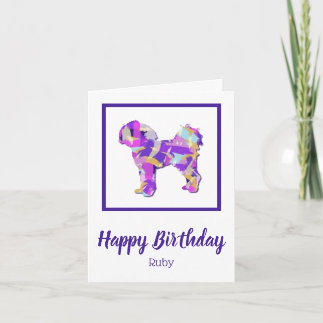 Cavapoo Dog Silhouette Niedlich PPY&B Geburtstag Karte (Vorderseite)