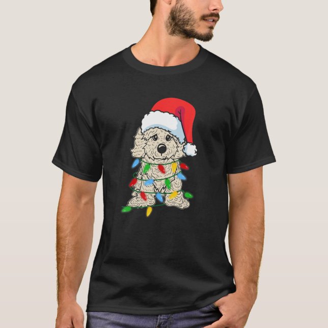 Cavapoo Dog Weihnachtslicht Funny Dog Lover Xmas T-Shirt (Vorderseite)