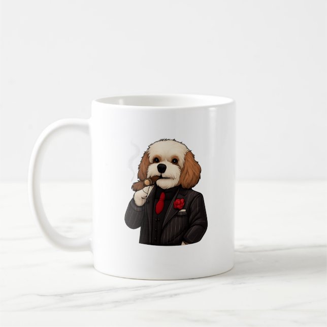 Cavapoo Don – Lustige Mafia-Hund-Tasse Kaffeetasse (Links)