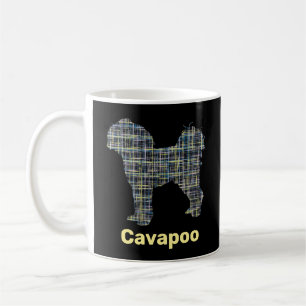 Cavapoo Gelb- und Schwarz-Gitter-Linie Kaffeetasse