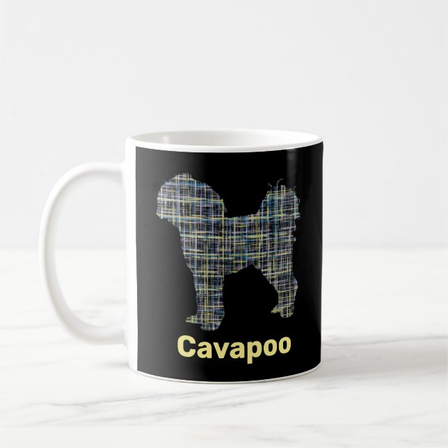 Cavapoo Gelb- und Schwarz-Gitter-Linie Kaffeetasse (Links)