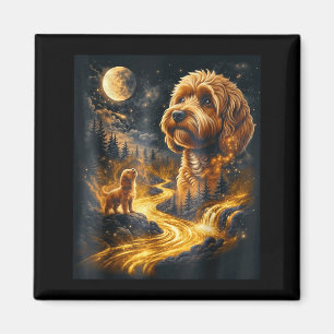 Cavapoo heult zum Mond Retro-Tier vintage Magnet