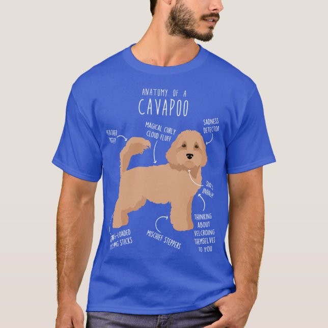 Cavapoo-Hundeanatomie Retro T-Shirt (Vorderseite)