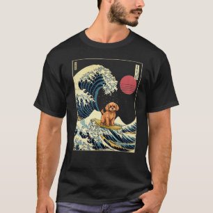 Cavapoo Japanisch Kanagawa Wave Funny Surf Dog T-Shirt