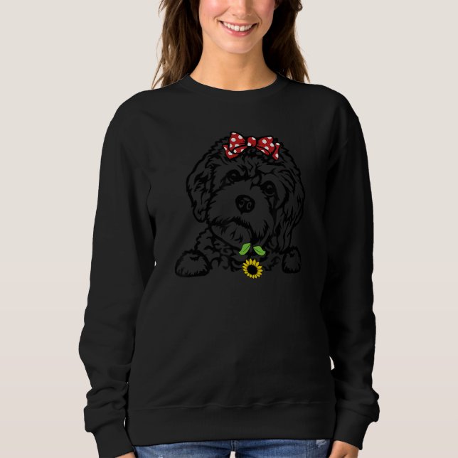 Cavapoo-Mama Cavapoo-Sonnenblume Sweatshirt (Vorderseite)