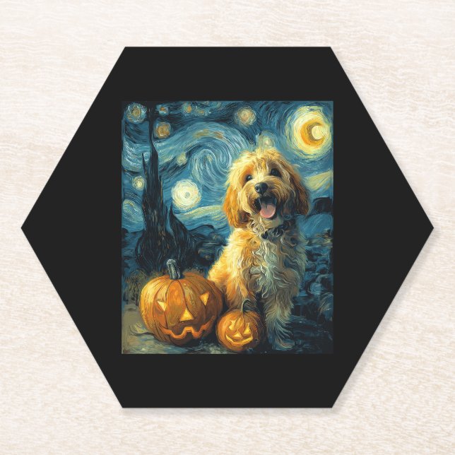 Cavapoo Niedlich Hund Halloween Kürbislaterne Pump Untersetzer (Vorderseite)