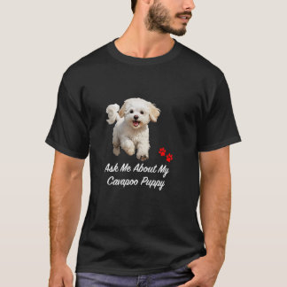 Cavapoo Puppy Niedlicher weißer Hund Design mit Pu T-Shirt