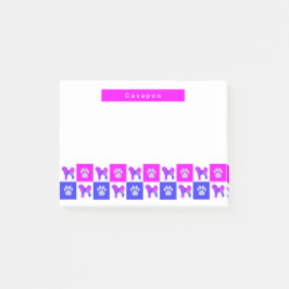 Cavapoo Silhouette Dog & Paw Hot Pink & Blue Post-it Klebezettel