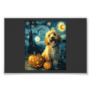 Cavapoo Süßer Hund Halloween Jack O Lantern Kürbis Fotodruck