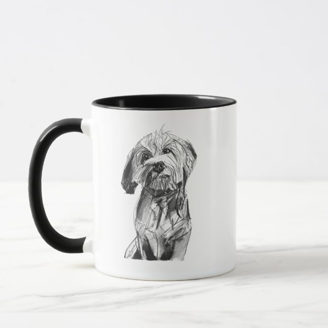 Cavapoo Tasse – Kohle Handgezeichneter Hund Kaffee (Links)