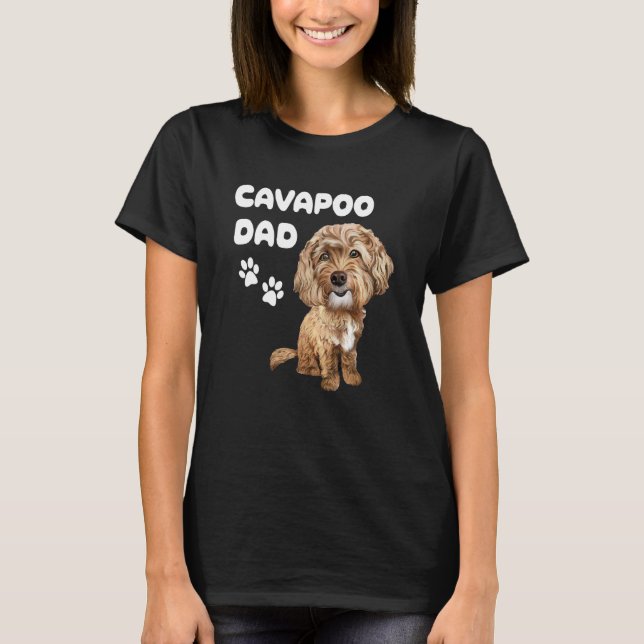 Cavapoo Vater Red Cavapoo Dog Welpe und Paws T-Shirt (Vorderseite)