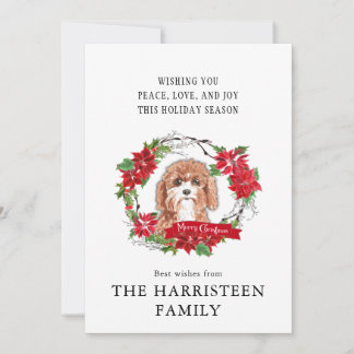 Cavapoo Watercolor Poinsettia Weihnachten