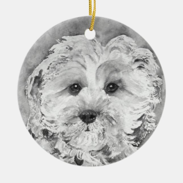 Cavapoo Welpe Keramikornament (Vorne)