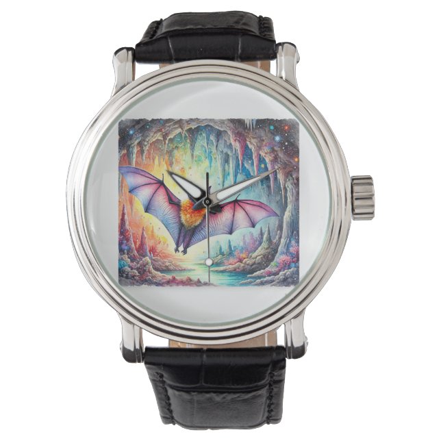 Cave Bat 010824AREF117 - Watercolor Armbanduhr (Vorderseite)