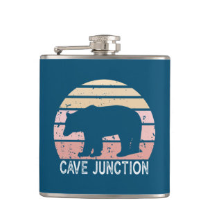 Cave Junction Oregon Retro Bear Flachmann