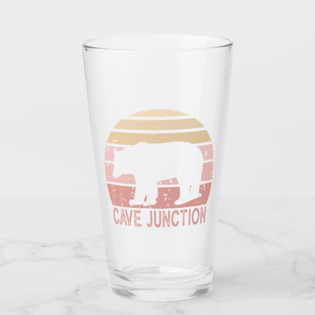 Cave Junction Oregon Retro Bear Glas (Vorderseite)
