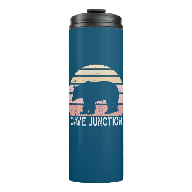 Cave Junction Oregon Retro Bear Thermosbecher (Vorderseite)