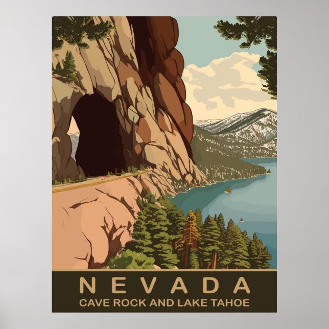 Cave Rock und Lake Tahoe Nevada, Reisen Poster (Vorne)