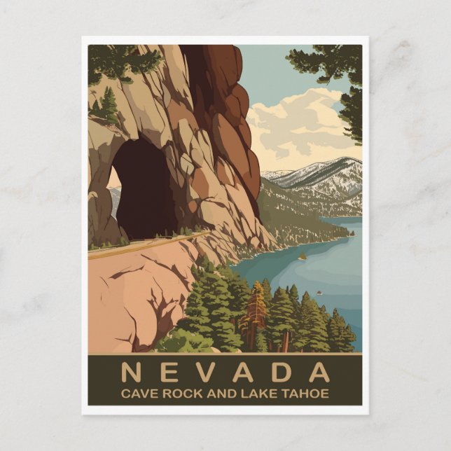 Cave Rock und Lake Tahoe Nevada, Reisen Postkarte (Vorderseite)