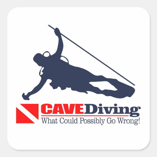 CAVEDiving Quadratischer Aufkleber (Vorderseite)