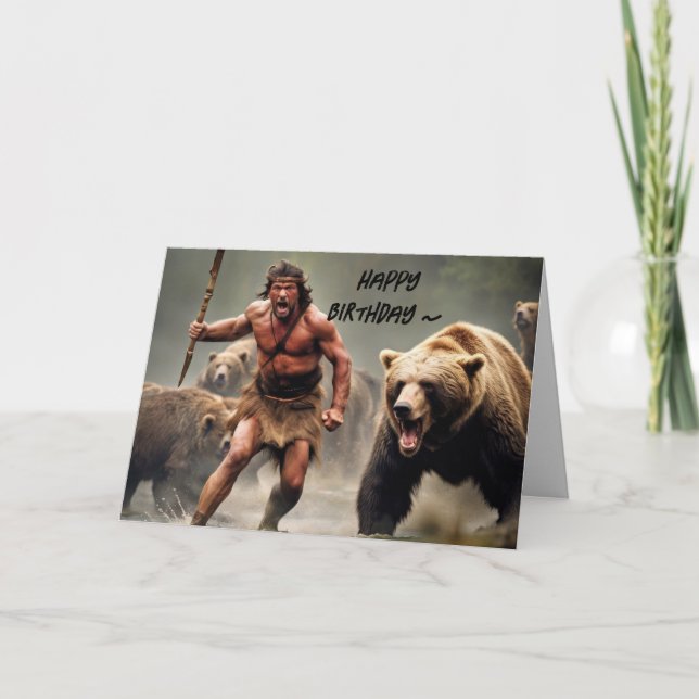 CAVEMAN BIRTHDAY CARD DANKESKARTE (Vorderseite)