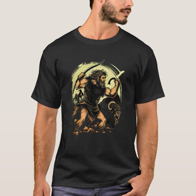 Caveman Hunting Beasts T-Shirt (Vorderseite)