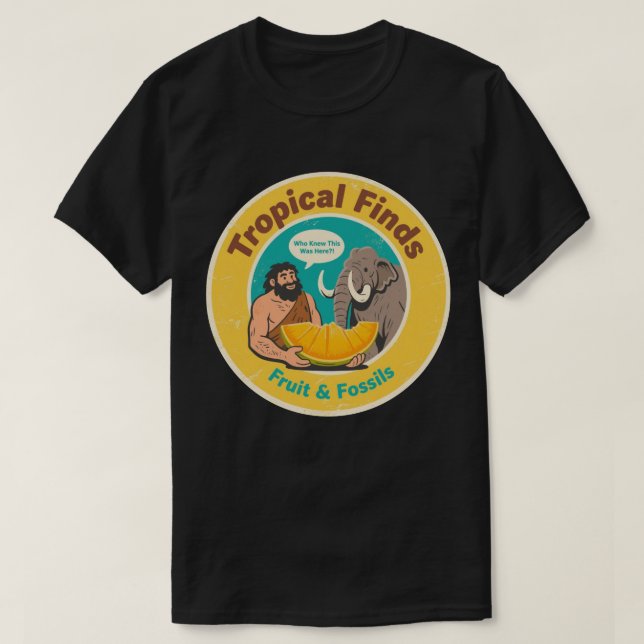 Caveman & Mammoth Retro Antikes Entdecken von Früc T-Shirt (Design vorne)