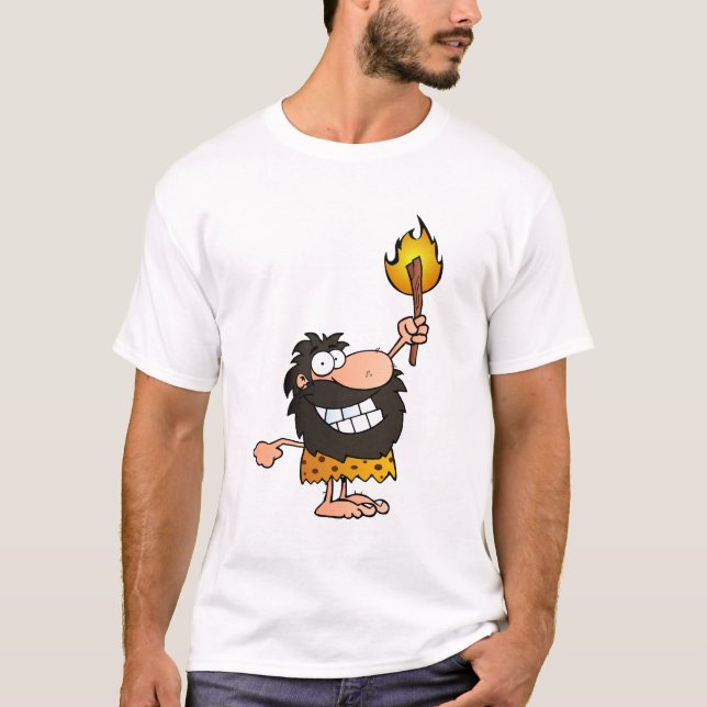 Caveman mit Torch T-Shirt (Vorderseite)