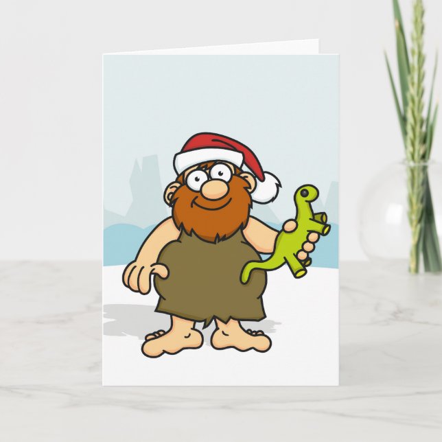 Caveman Santa Card Feiertagskarte (Vorderseite)