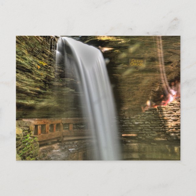 Cavern Cascade, Watkins Glen Staat Park, New York Postkarte (Vorderseite)