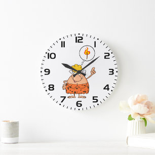 Cavewoman denkt über den Feuerstau Große Wanduhr