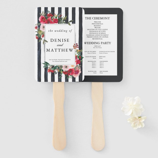 Caviar Black Wedding Hand Fan Fächer (Vorne und Hinten)