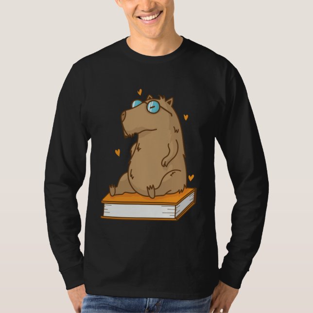Caviidae Guinea Pig loves reading Books T-Shirt (Vorderseite)