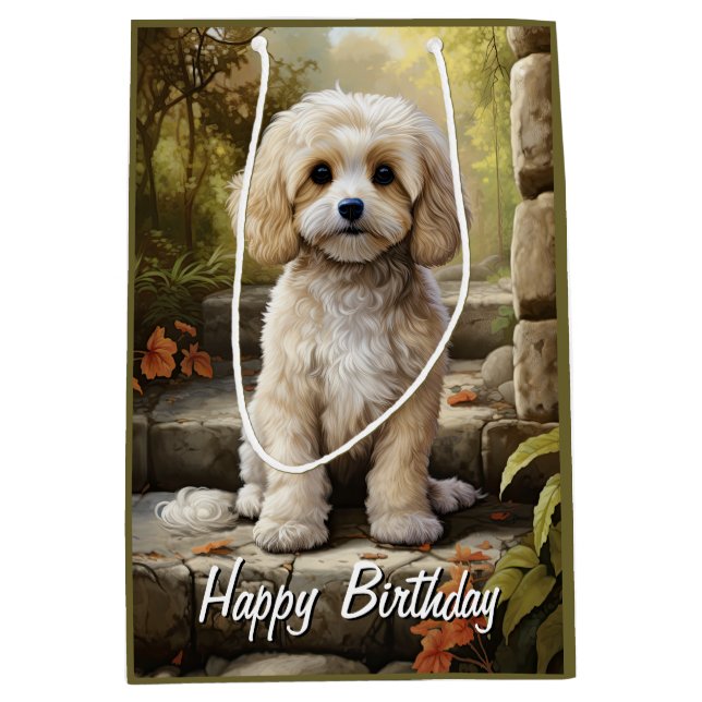 Cavoodle/Cavapoo Personalisiert Mittlere Geschenktüte (Vorderseite)