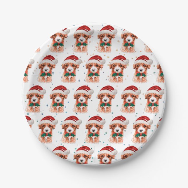 Cavoodle Dog Breed Christmas Stars Pappteller (Vorderseite)