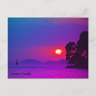 Cavtat, Kroatien mit Blick auf den Lila Sonnenunte Feiertagspostkarte