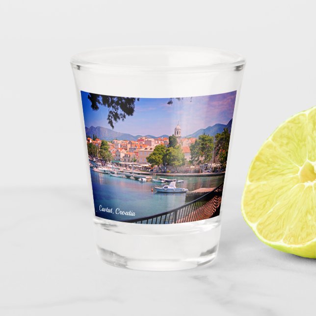 Cavtat, Kroatien Sicht auf die Stadt Schnapsglas (Vorderseite)