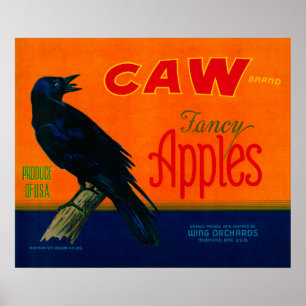 Caw Apple Crate LabelMedford, OR Poster