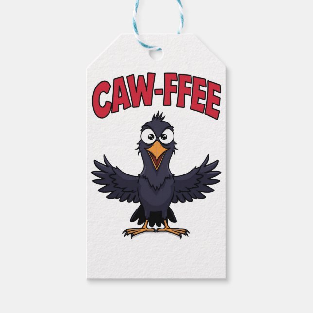 CAW-FFEE Funny Crow Coffee Lover Geschenkanhänger (Vorderseite)