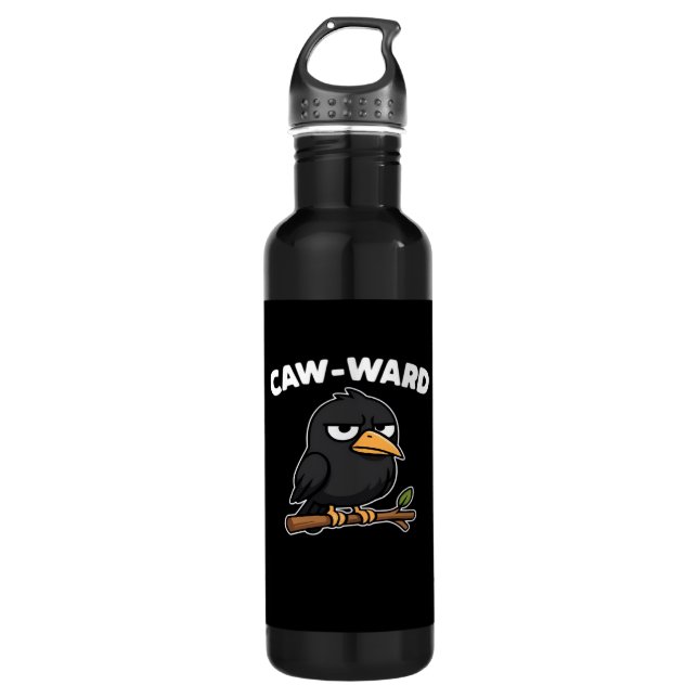 Caw-Ward Funny Quote Edelstahlflasche (Vorderseite)
