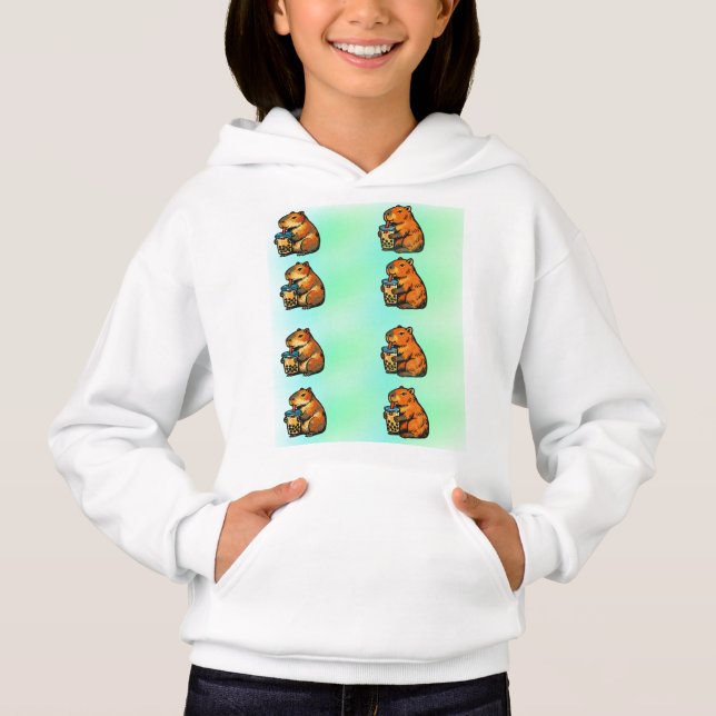 Caybara trinkt Boba Hoodie (Vorderseite)