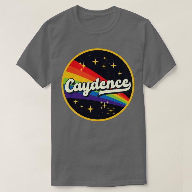 Caydence Rainbow im Vintagen Weltraumstil T-Shirt (Design vorne)