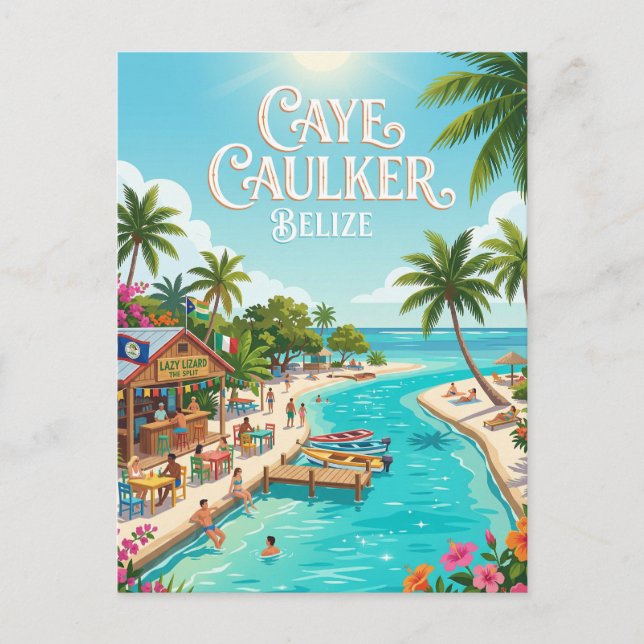 Caye Caulker Dorf Belize Postkarte (Vorderseite)