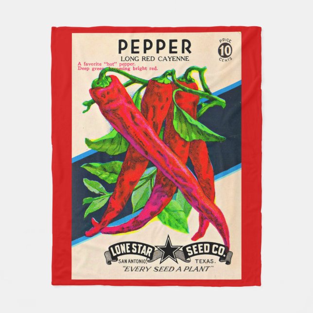 Cayenne-Paprika-Packung aus den 50er Jahren Fleecedecke (Vorderseite)
