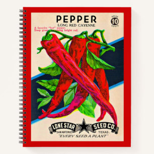 Cayenne-Paprika-Packung aus den 50er Jahren Notizbuch