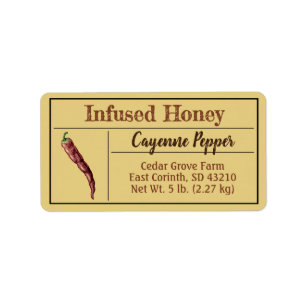 Cayenne Pepper Honey Amber Gold Adressaufkleber