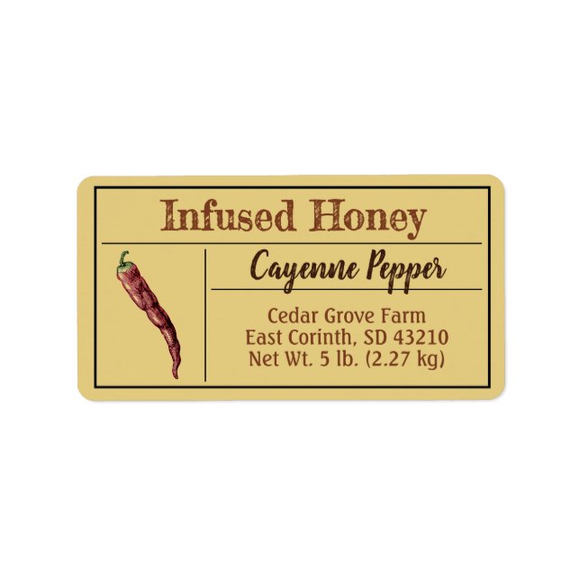 Cayenne Pepper Honey Amber Gold Adressaufkleber (Vorne)