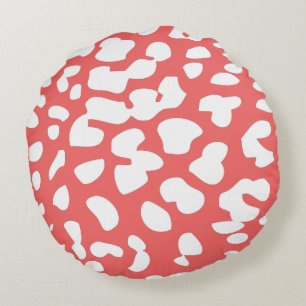 Cayenne und White Leopard Print Round Kissen