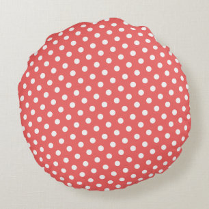 Cayenne & White Polka Dot Round Pillows Rundes Kissen