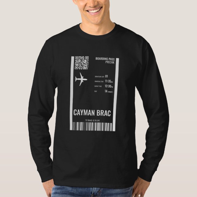 Cayman Brac Cayman Islands Boarding Pass Airline T T-Shirt (Vorderseite)